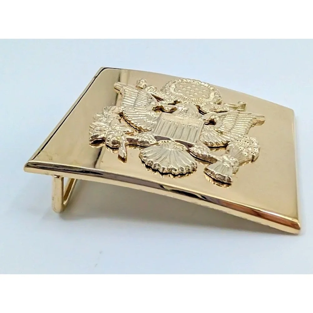 VTG Vanguard V-21 US Military Eagle Great Seal Belt Buckle Gold Tone Made in USA